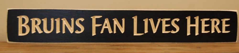 Bruins Fan Lives Here - 2' Wooden Sign - Black - WS9120BL