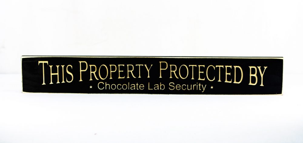 Chocolate Lab Security - 2' Wooden Sign - Black - WS9187BL